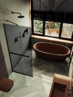 Душевая перегородка MaybahGlass MGD-729-6у 79см чёрный